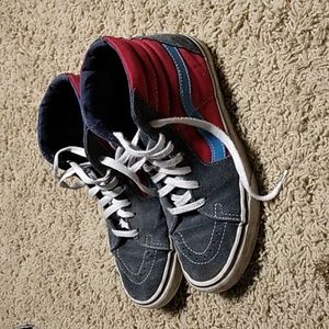 Red and Blue Vans Sk8 Hi